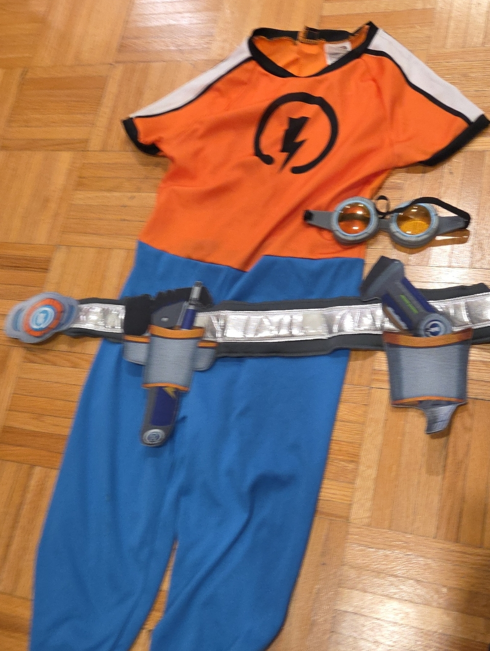 Rusty Rivets costume Superhero in Orange & Blue Boys Small
